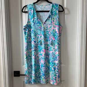 Lilly Pulitzer Johanna Cover Up Dress in “Blue Ibiza Cabana Cocktail”